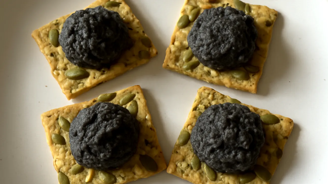 Crackers di semi di zucca con hummus di ceci neri"
