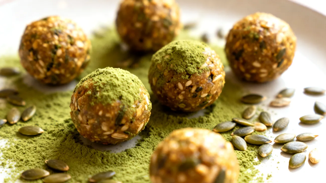Energy balls ai datteri, semi di girasole e spirulina"
