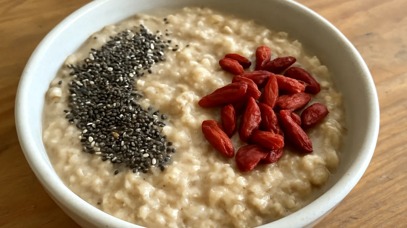 Porridge di avena con semi di chia e bacche di goji"