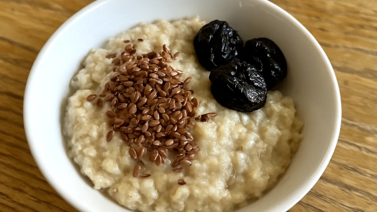 Porridge di avena con semi di lino e prugne secche"