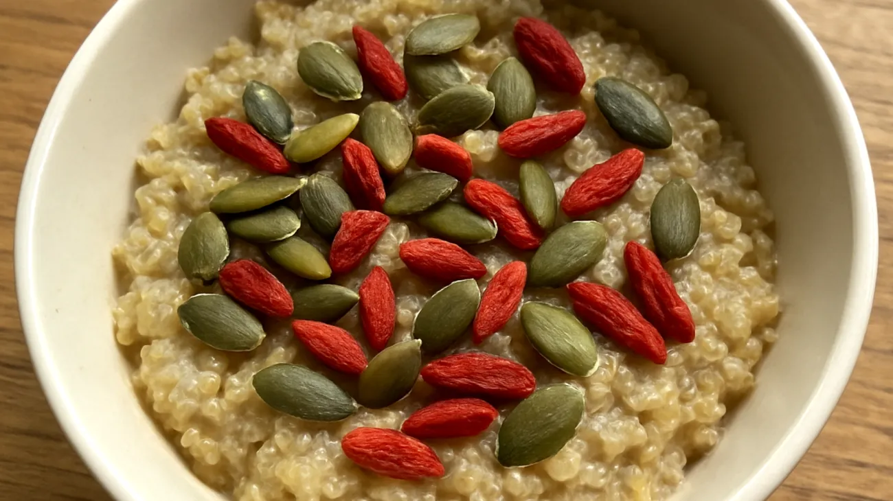 Porridge di quinoa con semi di zucca e bacche di goji"