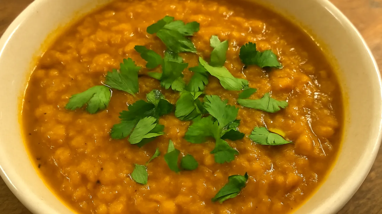 Zuppa di lenticchie rosse con zenzero e curcuma"
