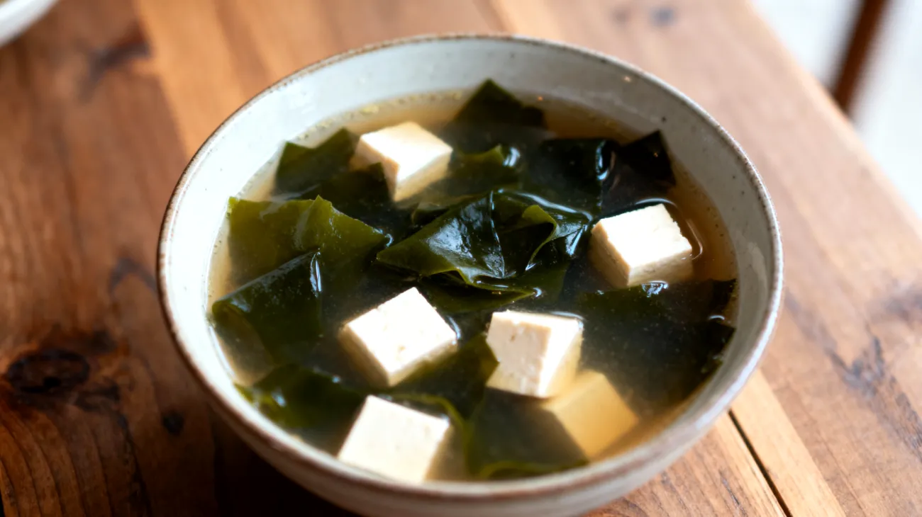 Zuppa di miso con alghe wakame e tofu"