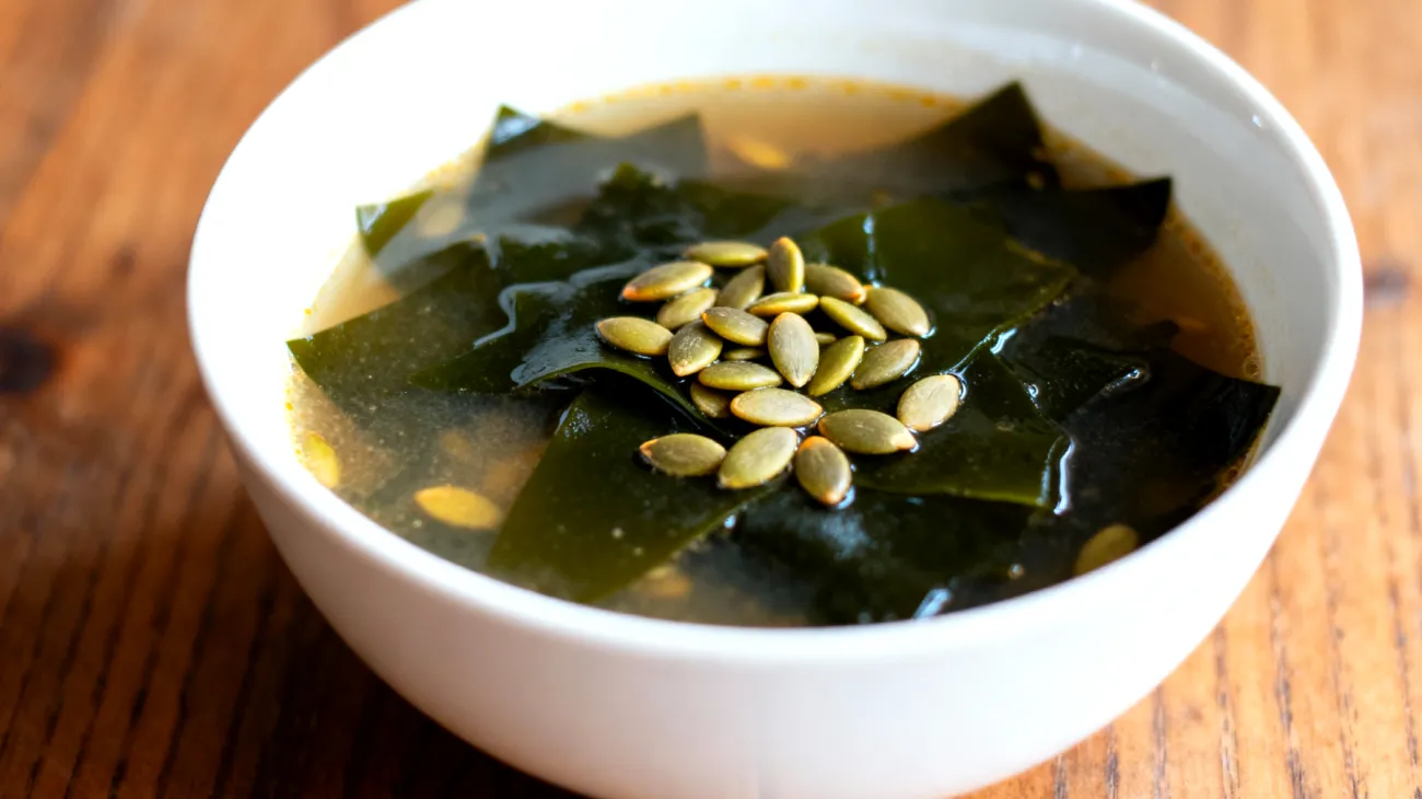 Zuppa di miso con wakame e semi di zucca"